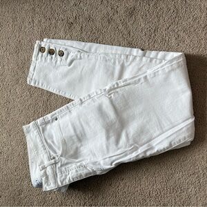 LOFT White Denim Jeans with Button Detail